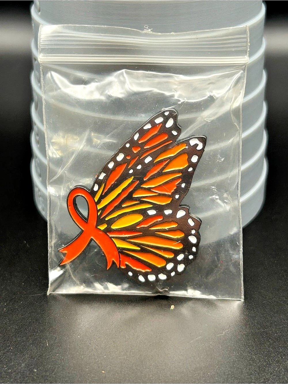 Butterfly Brooch Pin Orange & Black